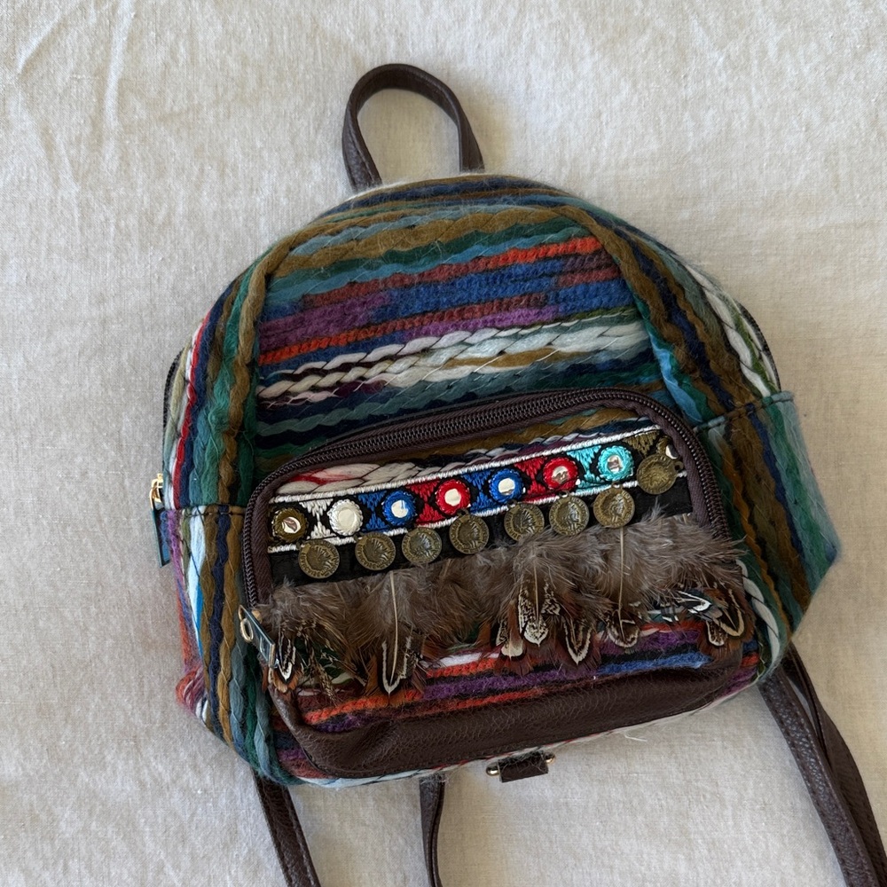 NWOT Colorful Bohemian Mini Backpack